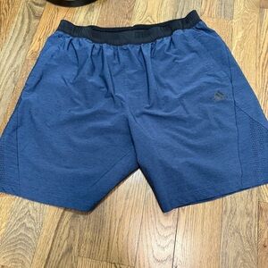 Adidas Blue and Black Athletic Shorts with Elastic Waistband